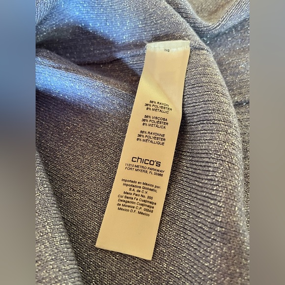 Chico's lilac purple mist shimmer metallic silver turtleneck sweater top - Picture 4 of 13